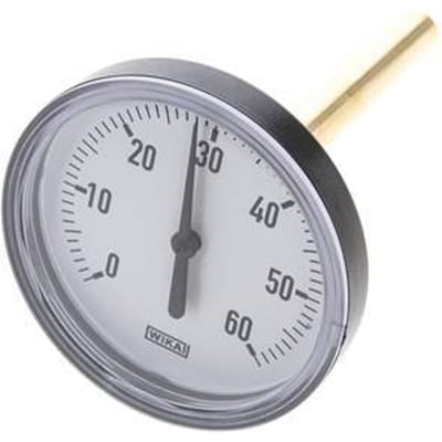 0 tot +60°C Plastic Bimetalen Thermometer 80mm Behuizing 100mm Dompelbuis met Thermowell - TBLRP-60-80-100-TW