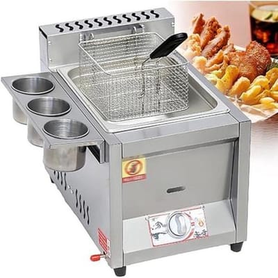 Commerciële Gasfriteuse - Professionele Frituurpan - Buiten Koken - Dubbele Temperatuurregeling - 18 Liter - Zilver