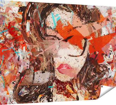 Gards Tuinposter Abstracte Kunst van een Meisje - Vrouw - 160x120 cm - Tuindoek - Tuindecoratie - Wanddecoratie buiten - Tuinschilderij