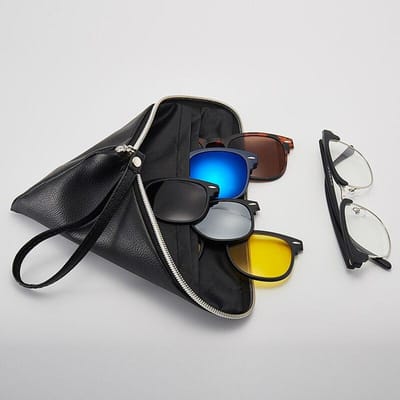 1/6 In 1 Magnetische Clip-On Zonnebril Voor Mannen Vrouwen Polaroid Zonnebril Met Montuur En Tas black