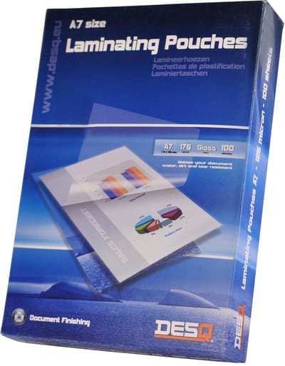 DESQ® Lamineerhoes | A7 | 175 micron | Glanzend | 100 stuks | 80x111 mm | Premium | 71174