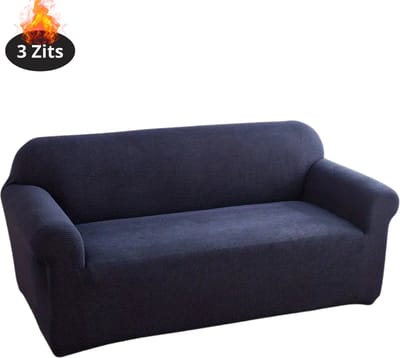 Livano Bankhoes - Bankbeschermer - Stretch - Sofa Cover - Effen - Marineblauw - 3 Zits