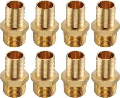8 Stuks Messing Steekverbindingen 1 Inch NPT Mannelijk voor Slangaansluiting, Draaigreep voor Huishoudelijke Installatie, Duurzaam en Betrouwbaar