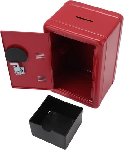 Mini Woordenboek Kluis - Spaarpot Slot - Veilig Sparen - Stevige IJzeren Plaat - 20x14x12 cm - Rood