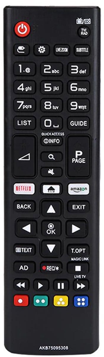 Afstandsbediening universeel - Geschikt voor alle LG TV's - AKB75095308 - Vervangende afstandsbediening voor televisie - Remote control - Zwart - Jonyx