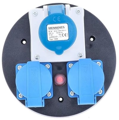 CEE Steckdoseneinsatz 230 V, 3-Fach, IP44 met blauwe kap & thermoschutzschakelaar