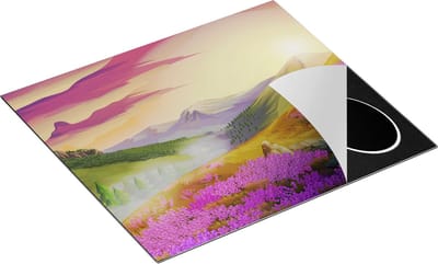 Chefcare Inductie Beschermer Lavendel Bloemen in de Bergen - Abstract - 60x50 cm - Afdekplaat Inductie - Kookplaat Beschermer - Inductie Mat
