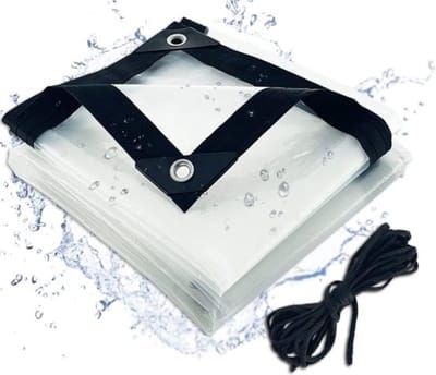 tarpaulin waterproof transparent tarpaulin with eyelets, tarpaulin, protective cover, weatherproof tarpaulin for outdoor garden furniture, plants, greenhouse, roof of an animal shelter (3 x 6 m)