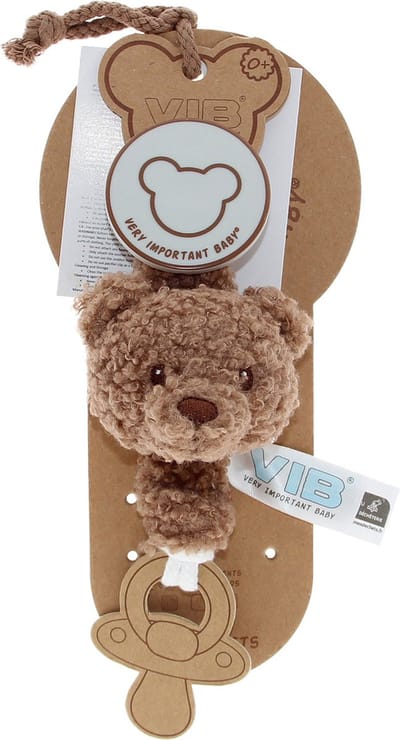 VIB® - Pluche speenkoord beer teddy bruin - Babykleertjes - fopspenen - fopspeen - Rammelaars - baby cadeau - zwangerschap aankondiging