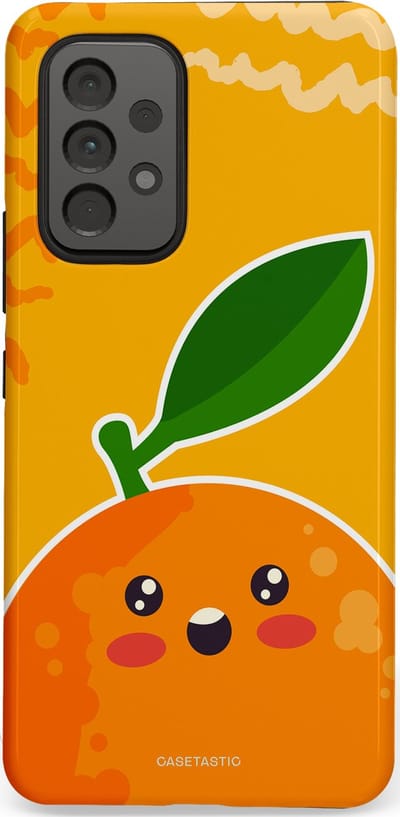 Casetastic Hoesje Geschikt voor Samsung A53 - Stijlvolle Beschermende Duo-layer Case - Vrolijke Sinaasappel