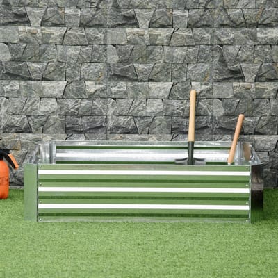 Wishdor - Verhoogde Plantenbak - Open Bodem - Roestwerend Verzinkt Staal - Zilver - 120 X 90 X 30 Cm