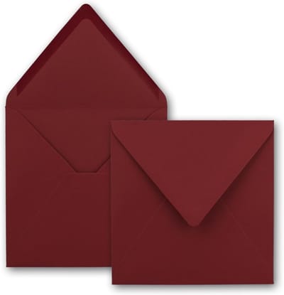 Vierkante Enveloppen - Briefkaarten Post - Uitnodigingen Versturen - Zonder Venster Natlijm - 155 x 155 cm - Donkerrood