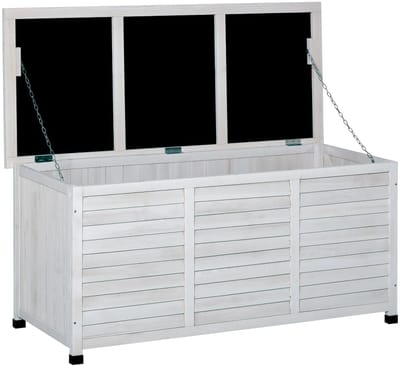 ITRONIQ Opbergbank Tuin Met Opbergruimte – Houten Opbergkist Voor Tuinkussens, Speelgoed en Accessoires - Tuinmeubel - Wit