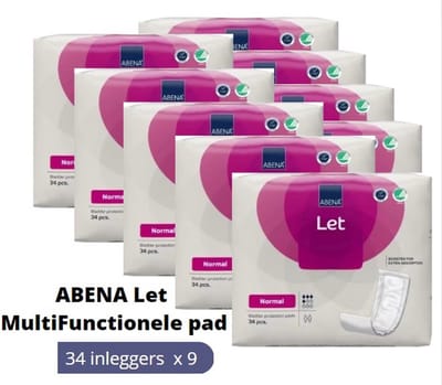 ABENA LET (Abri-Let) Normal, 306x inleggers, Karton, Rechthoekig, zonder PE laag - 14 x 39 cm - 500 ml – Roze