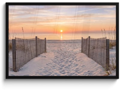 Poster in lijst - Fotolijst 90x60 cm - Posters - Zonsondergang - Strand - Zand - Posterlijst zwart - Decoratie - Wanddecoratie woonkamer - Muurdecoratie slaapkamer
