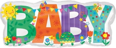 SuperShape Baby Banner Cute Icons Foil Balloon P30 packed 83 x 35cm