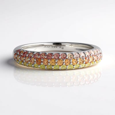 Cavill - Zilveren Ring 925 Sterling Zilver Geplatineerd - 49 Ronde Madagaskar Saffieren 0,886 ct - Modern Elegant Blauw - Damesring