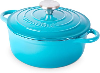 Gietijzeren braadpan met deksel - 28 cm, antiaanbaklaag, ovenbestendig tot 600 °F, ideaal voor stoofschotels en bakken