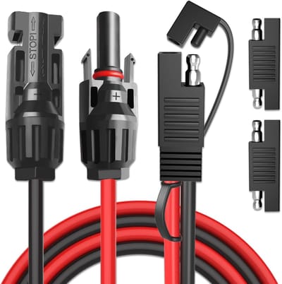 Zonnepaneel Adapter Kabel - SAE Verlengsnoer - Energie Opladen - Polariteit Omkeerbaar - 10 AWG 0.6 Meter - Zwart