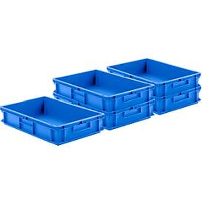 Euro Box SSI Schäfer EF 6120, 23,3 l, geperforeerd handvat, polypropeen, blauw, 5 stuks