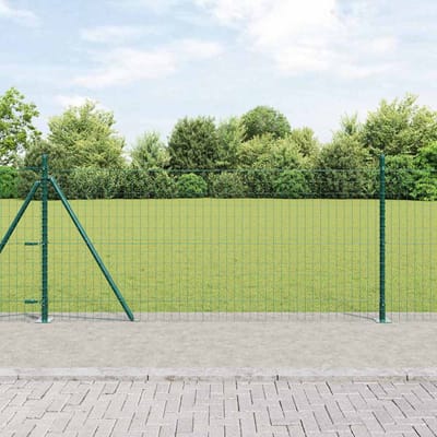 vidaXL - Euro-hek - met - betonnen - voetstuk - 10 - x - 0,8 - m - PVC-Coated - Staal - Mesh