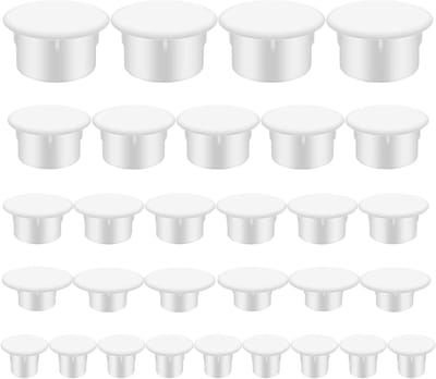 Set van 150 gatenafdekkers in verschillende maten (5/6/8/10/12 mm) voor meubels, schroefdeksels en plastic stopcontacten in het wit