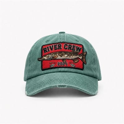 River Crew Snoek Visserspet Groen - Vissers Pet - Vis Pet - Vissen - Petten - Pet