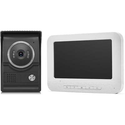 Visiophone 7 pouces, sonnette, Kit d'interphone, écran couleur TFT-LCD, 1 moniteur intérieur, 1 caméra extérieure EU Plug gris/blanc