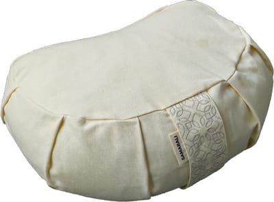 Samarali Halve Maan Meditatiekussen - 38 × 25 × 14 cm – Ergonomisch Zafu Yoga Kussen – 100% Biologisch Katoen – Verstelbare Boekweitvulling – Voor Lotus & Half-Lotus Houding