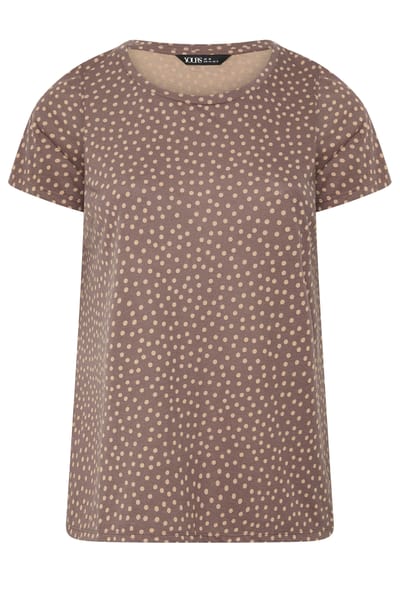 Yours Top Met Natuurlijke Stippenprint En Korte Mouwen Size 38