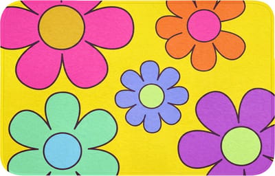 WC mat 80x50 cm - Antislip - Bloemen - Illustratie - Kleurrijk - Toiletmat - Vloermat - Douchemat - Toilet tapijt - Toiletmatten