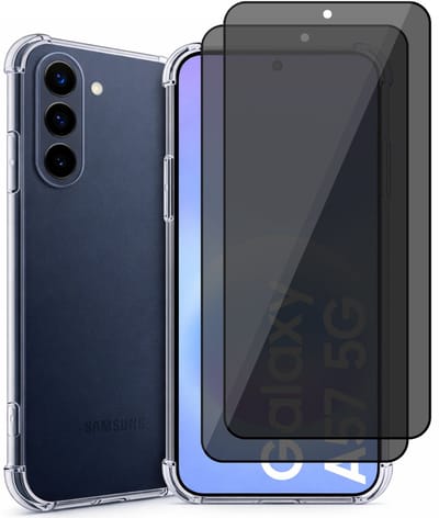 Hoesje geschikt voor Samsung Galaxy A57 – CrystalClear Back Cover – Schokbestendig – 2 Stuks Privacy Screenprotector Full Cover