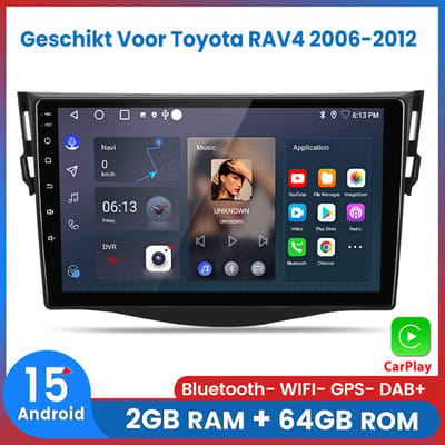 Awesafe Autoradio - Android 15.0 Systeem - Geschikt Voor Toyota RAV4 2006-2012 - Draadloos Carplay Android Auto - 9 Inch Touchscreen - GPS Navigatie Bluetooth Wifi RDS - Ram 2GB + Rom 64GB - 2006 2007 2008 2009 2010 2011 2012