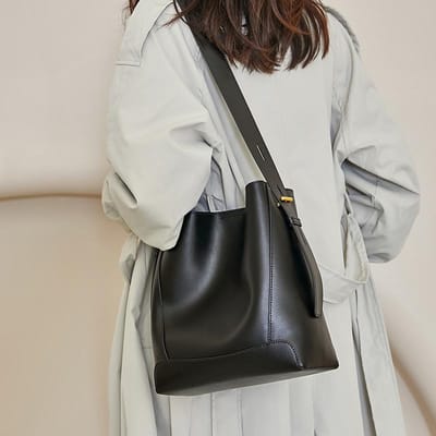 Dames tas van rundleer Crossbody tas voor dames Nieuwe dames tas van echt leer Forenzen emmertas Modieuze high-end schoudertas gray