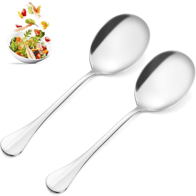 Grote RVS Serving Spoons Set van 2, 9.8 Inch Lange Handgreep Soepscheppen voor Buffet en Tafelgebruik, Ideaal Keuken Gereedschap en Bestek voor Serveerdoeleinden
