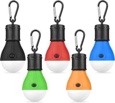 EXCITAT 5 stuks kampeerverlichting - LED-kampeerverlichting - Noodverlichting met karabijnhaak - Waterdicht - Draagbaar - Geschikt voor kamperen, verkennen, vissen, noodgevallen en stroomuitval