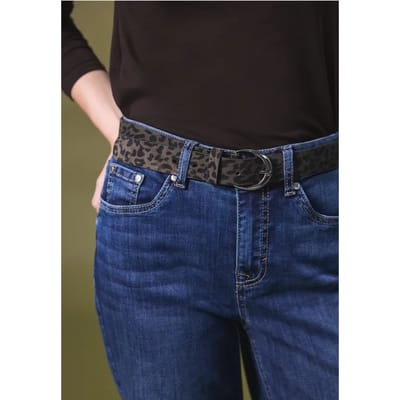 Leren riem met leopatroon