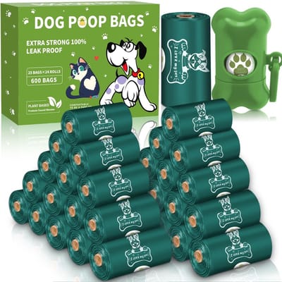Dailygoody - Hondenpoepzakken - 600 Stuks - Duurzaam en Lekvrij - Donkergroen - Geurige Hondenpoepzakken - Geschikt voor Honden - 30.5 x 22.5 cm