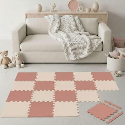 18-delige Kinder Puzzelmat - TÜV-getest - 30x30 cm EVA Foam Tegels met Randen - Opvouwbare Speelmat met Antislip Oppervlak - Isolerende Vloermat voor Kinderkamer