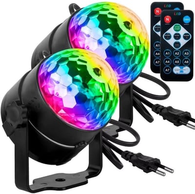 GELLDG Discoballen - Set van 2 - Muziekgestuurde feestverlichting - 360° draaibare bolvormige lampen - Podiumverlichtingseffecten - DJ-stroboscooplampen - Inclusief afstandsbediening - Geschikt voor diners, bars en verjaardagsclubs