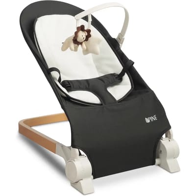 Pine Baby Bouncer Zwart - Wipstoel - Babystoel Voor Aan Tafel - Baby Stoeltje Zitten Voor Thuis - Verstelbare Babyrelax - Baby Rocker