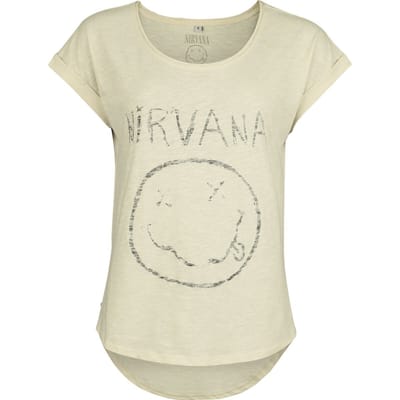 Nirvana T-shirt - Smiley - XS tot XXL - voor Vrouwen - zand
