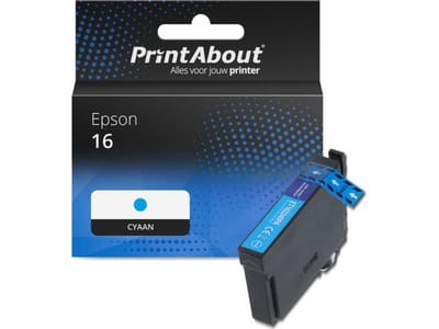 PrintAbout huismerk Inktcartridge 16 (C13T16224012) Cyaan Geschikt voor Epson