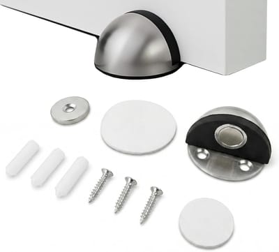 Verstelbare magnetische deurstopper van roestvrij staal met rubberen buffer voor gehard glas, ideaal voor huis en kantoor, zelfklevend of met schroeven