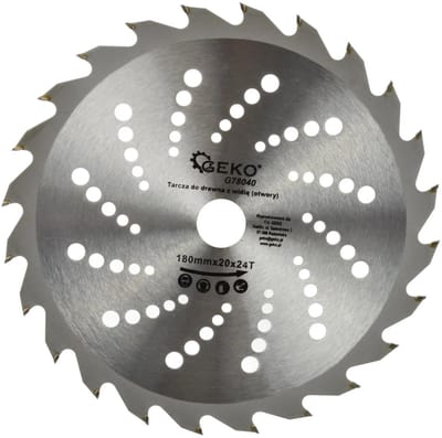 GEKO Cirkelzaagblad - Houtbewerking - TCT - Koelgaten - 180 mm - 24T