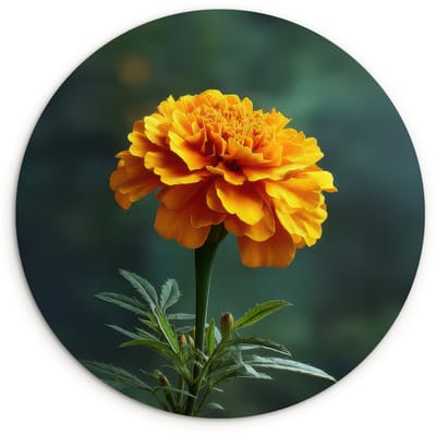 WallCircle® Wandcirkel 120x120 cm - Muurcirkel Bloemblaadjes - Afrikaan - Oranje - Wazig - Muurdecoratie woonkamer - Wanddecoratie slaapkamer - Kamer decoratie accessoires - Ronde schilderijen XXL