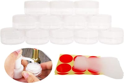 Lege Transparante Potjes 10ml - 12 Stuks voor Cosmetica, Crème, Lippenbalsem en Lotion met Mini Spatula's en Labels