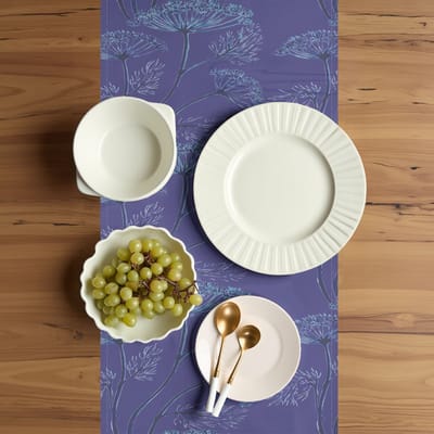 ABAKUHAUS Bloemen-tafelrunner – Tafelrunner 40×180 cm – Blauw/Paars