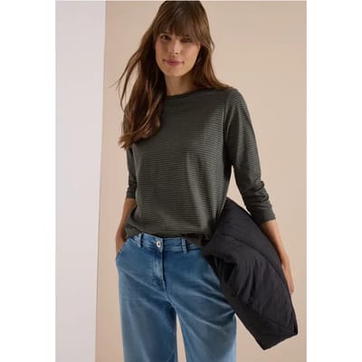 Longsleeve met boothals en strepen