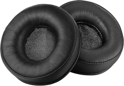 Ronde Vervangende Oorkussens van Premium Geheugenfoam en Echte Leer voor Hoofdtelefoons - Geschikt voor 70mm Diameter, Zwart, Comfortabel en Duurzaam